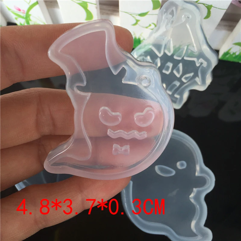 1pcs UV Resin Jewelry Liquid Silicone Mold Cartoon Ghost Castle Charms Molds For DIY Hallowmas Intersperse Decorate Jewelry
