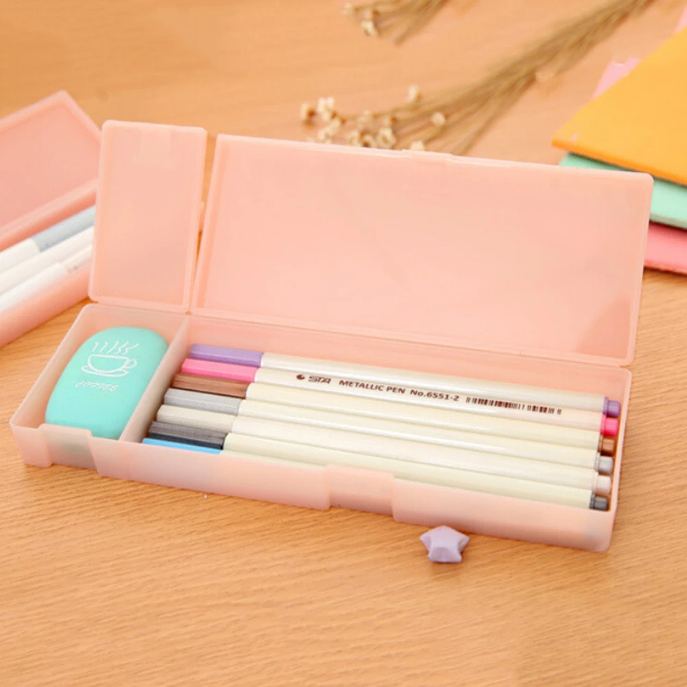 

New Cute Kawaii Transparent PP Plastic Pencil Case Lovely Pen Box For Kids Gift Office School Pencilcase Supplies Materials 1PC