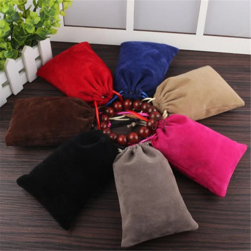 2016 Hot Sale high grade 100x140mm double sides Velvet Drawstring Pouch