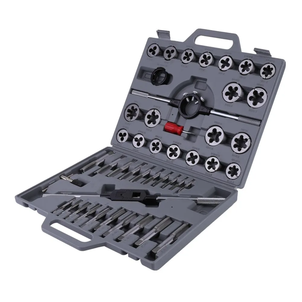 

45PCS/SET Carbon Steel Tap And Die Set For Professional Use Automobile Threads Screws Tools Hand Screw Taps With Wrench