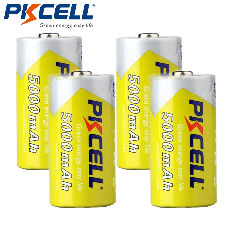 4 шт./лот PKCELL 5000mAh размер C 1 2 V аккумулятор Ni-MH аккумуляторы | Электроника