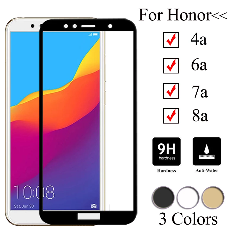 Защитное стекло для huawei honor 7a 8a 6a 4a закаленное huavei huwei honer hono 6 7 8 a hauwei a7 a8 verre tremp 9h