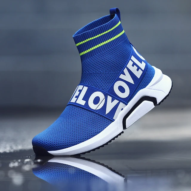 US $19.86 HOBIBEAR Casual Children Boys School Shoes High Top Fashion Girls Kids Socks Shoes Red Black Design