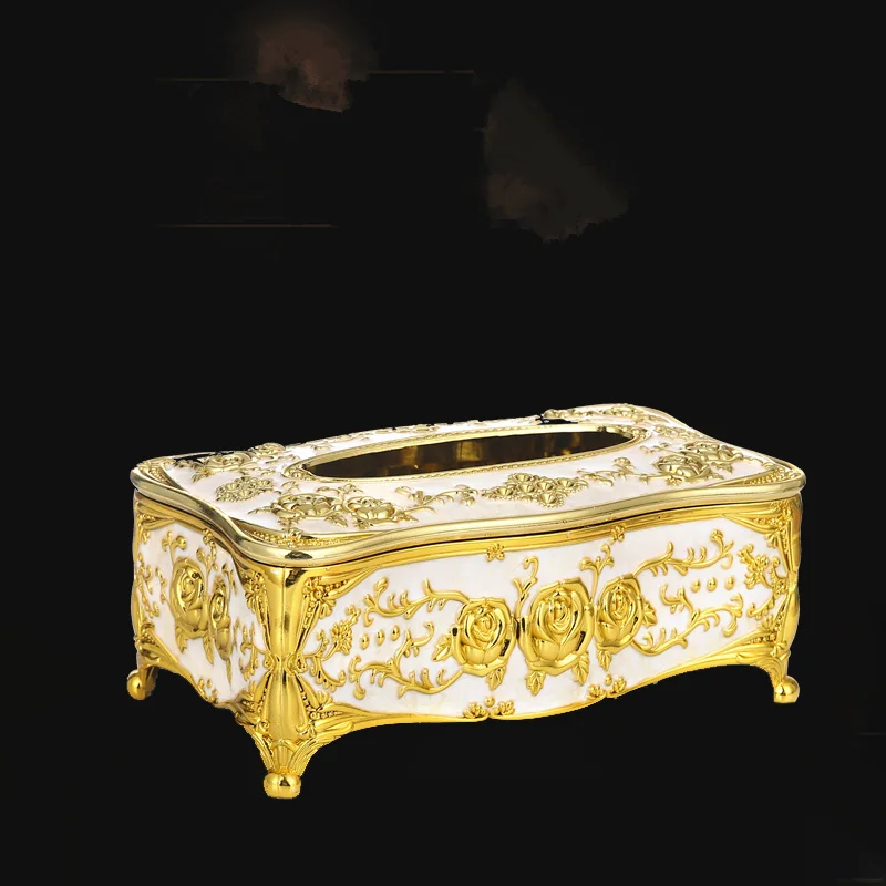 Luxury Gold Tissue Box Cover Chic Napkin Case Holder Hotel Home Decor Organizer Desk Sets