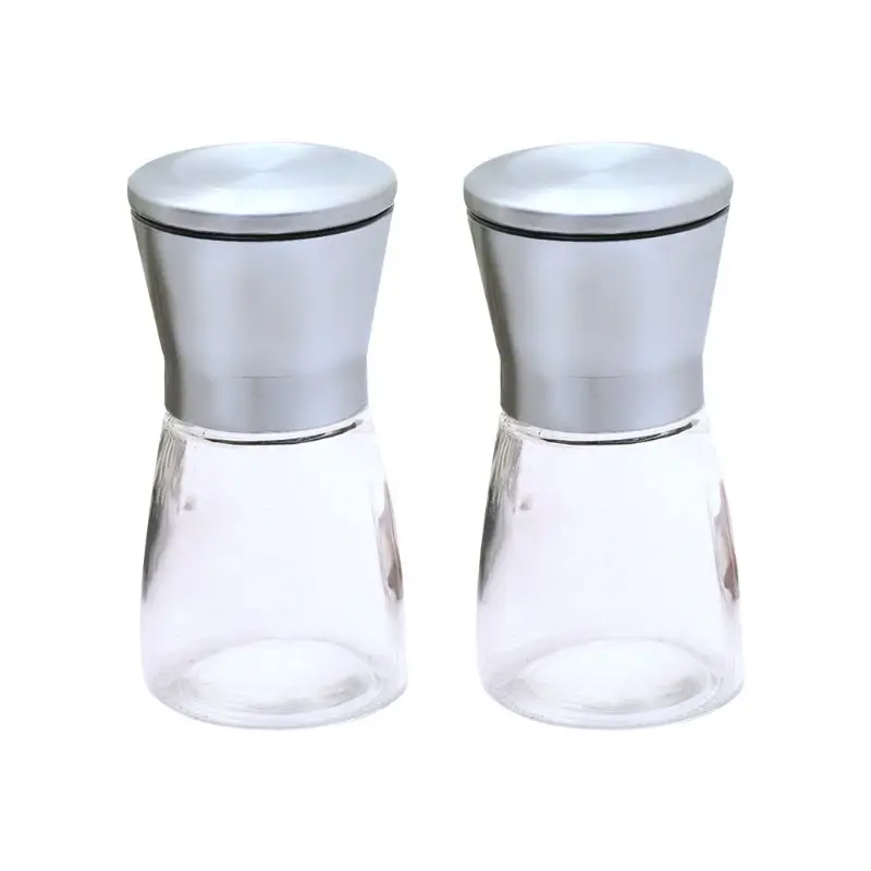 

2pcs Manual Pepper Grinders Kit Salt Mill Bottle Seasoning Spices Condiment Jar Holder Kitchen Tools