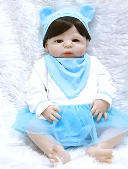 

Real full silicone reborn-baby dolls 22inch 55cm fake baby girl doll for children gift lifelike high quality bebe alive reborn b