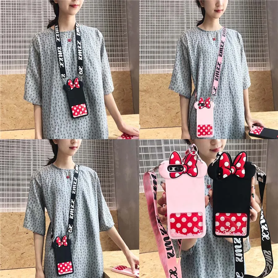 

glitter Quicksand shoulder strap silicone case for iphone XS MAX XR X 6 6S 7 8 plus case cover cute cartoon bow shockproof soft