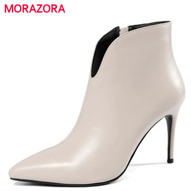 

MORAZORA 2018 new fashion autumn winter stiletto women boots sexy super high heel chelsea boots restoring genuine leather boots