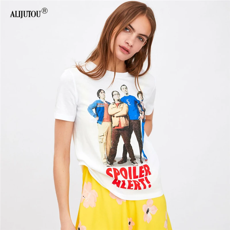 The Big Bang Theory Print T-shirt Women Crossover Zaraing New Fashion White Tshirt TBBT 90s Female Clothing TV Movie Tee Tops