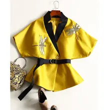 New arrive 2016 women’s autumn runway fashion Windbreaker embroidery designer trench coat Elegant casual vintage outwear D6904
