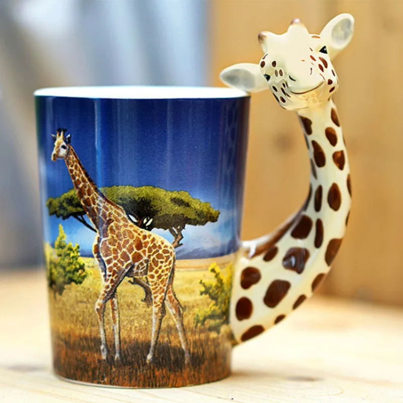 

Creative three-dimensional animal modeling ceramic cup Panda Parrot Woodpecker mug coffee cup for birthday gift mx6221038