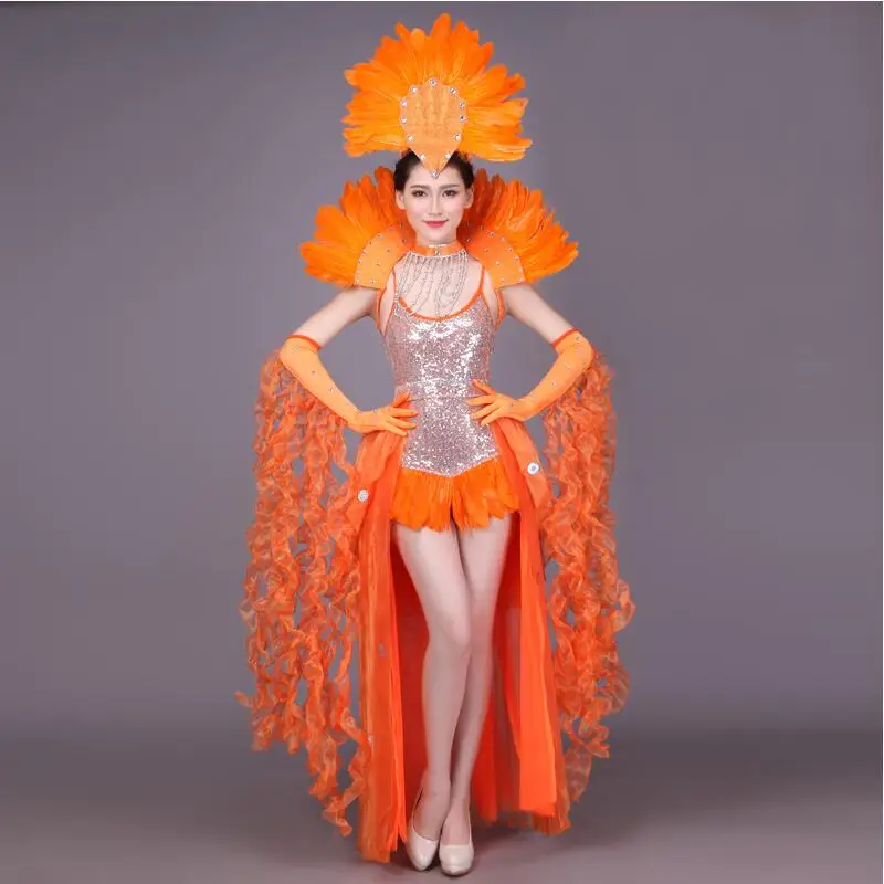 Новая модная женская одежда для танца живота ночной танец сексуальный Самба Рио Карнавальный Костюм для танца живота с перьями