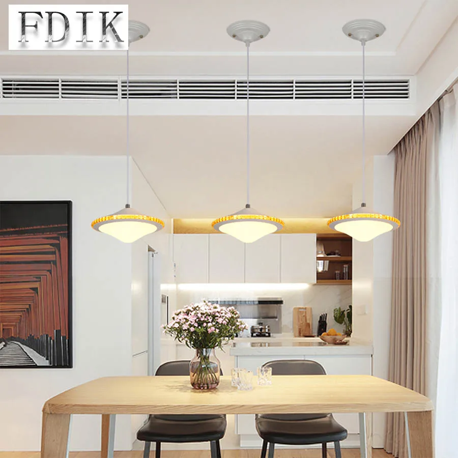 

Three heads Personality LED Pendant lights Dining room Kitchen Household Pendant lamp Iron Art Acrylic UFO Ceiling Hanging Light