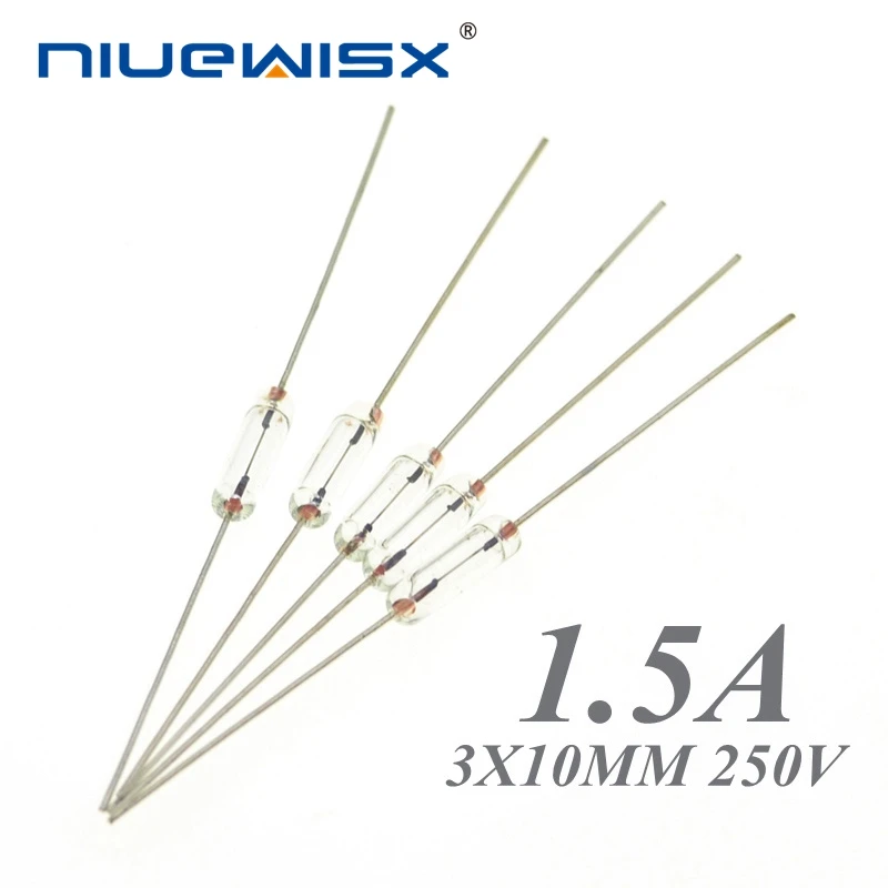 

1000pcs/Lot 3*10mm 1.5A Axial Fast Glass Fuse With Lead Wire 3*10 1.5A Registered Airmail Free Shipping