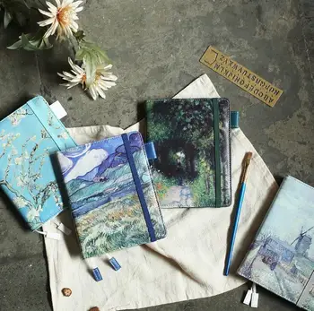 

2021 New Van Gogh Theme A6 PU Journal 120 Sheets DIY Daily Agenda Book School Office Supplies