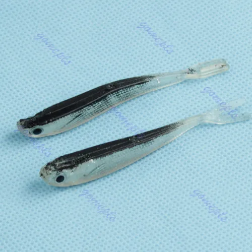 

2pcs New 75mm 2.2g Soft Tiddler Bait Fluke Fishing Saltwater Lure Tackle Treble