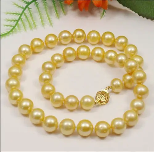 

Free Shipping >>> AAA 10-11mm south sea Yellow Pearl Necklace 18