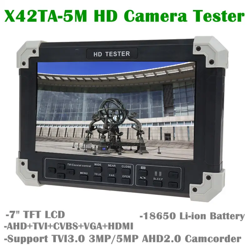 

Free shipping!X42TA-5M 7"TFT LCD HD-TVI3.0+AHD2.0+HDMI+VGA+CVBS Camera Video Monitor Tester