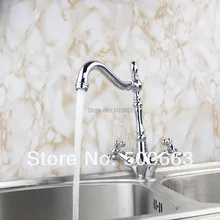 Шарнирный, хромированный латунный носик кухонного крана чаша умывальника, раковина с двумя ручками на бортике смеситель MF-450 смеситель кран