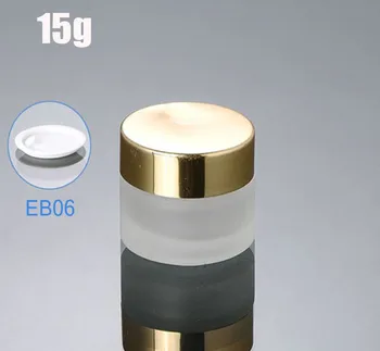 

300pcs/lot 15ml 15g Mini Empty Jar Glass Pots Cosmetic Makeup Gold Lid Face Cream Lip Balm Container 15g