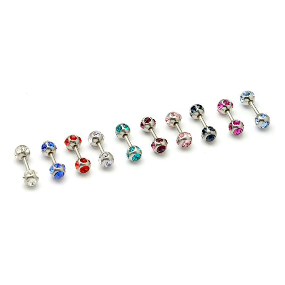 

Alisouy new 2 pieces Titanium Steel rhinestone Crystal Ball Pierced Women Miercing Men Women magnetic fashion magnetic earrings