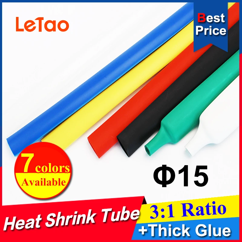 

1.22Meter/lot 15mm Heat shrink Tube 3:1 Dual Wall Heatshink Tubing with Glue Adhesive Lined Wrap Wire kit Pls use by Heat Gun