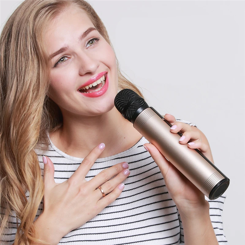 

Qiateng New Bluetooth Wireless Condenser Magic Karaoke Microphone Mobile Phone Player MIC Speaker Record Music Bluetooth Speaker