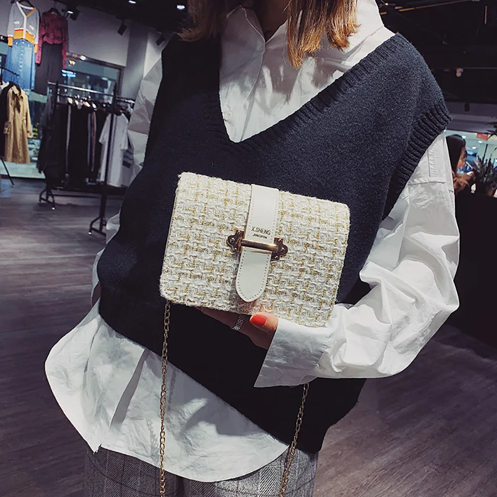 

Women Small Bag Shoulder Woolen cloth small square Wild Slanting Small Square Bag purse bolsos mujer de marca famosa 2018