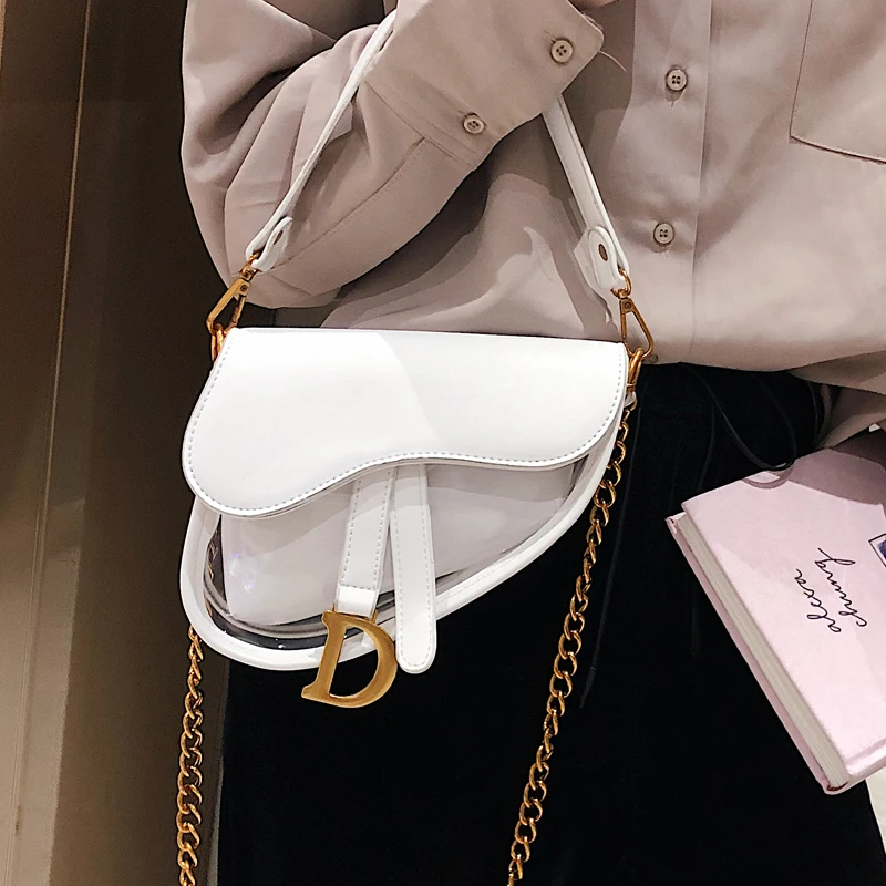 

Celebrity Women Messenger Shoulder Crossbody Handbags PVC Clear Jelly Bag Brand White Ladies Totes Shopper Summer Travel Purses