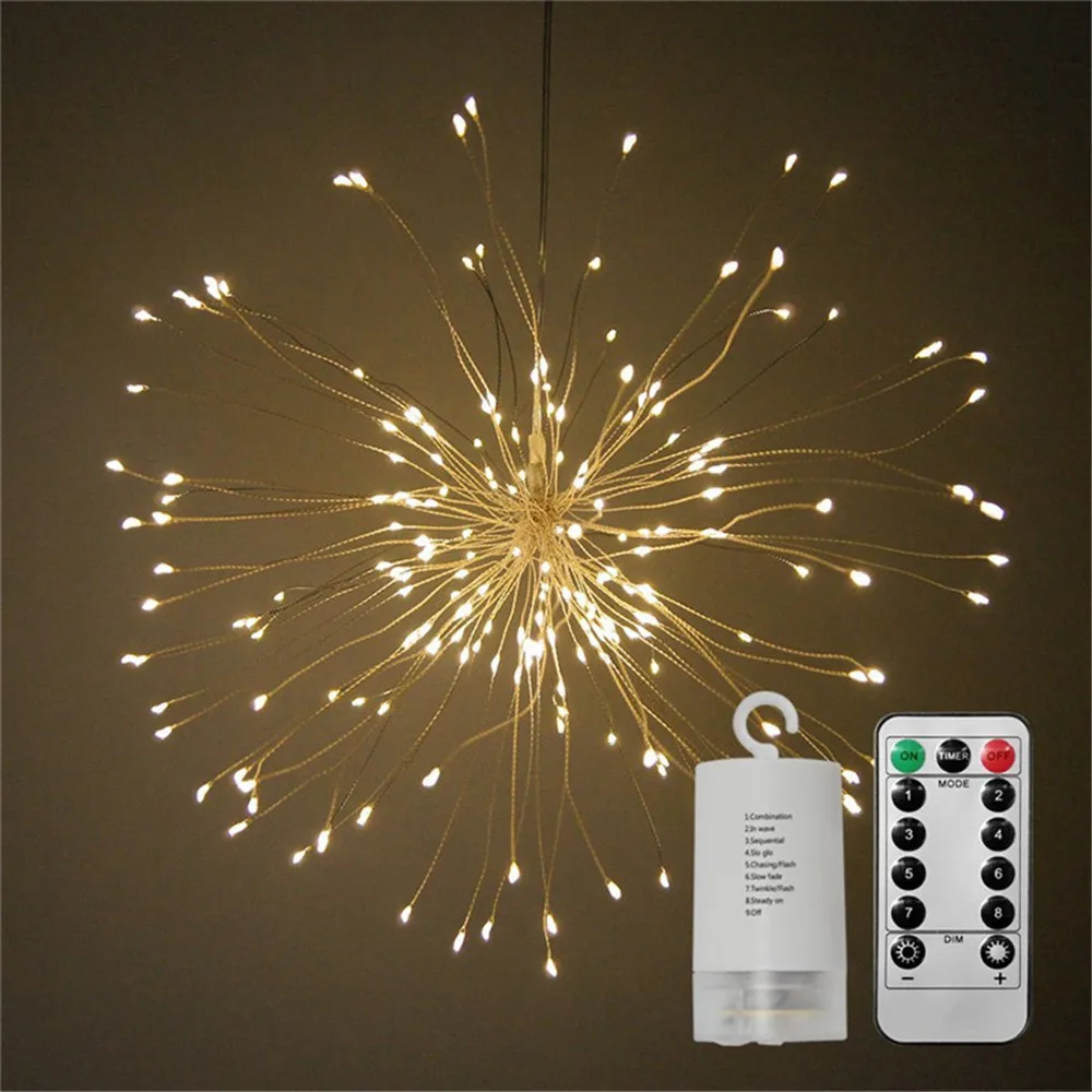 

LED Explosion Star String Lights Battery Powered Waterproof Chandeliers Firework Light Remote Control Decoration String Lights