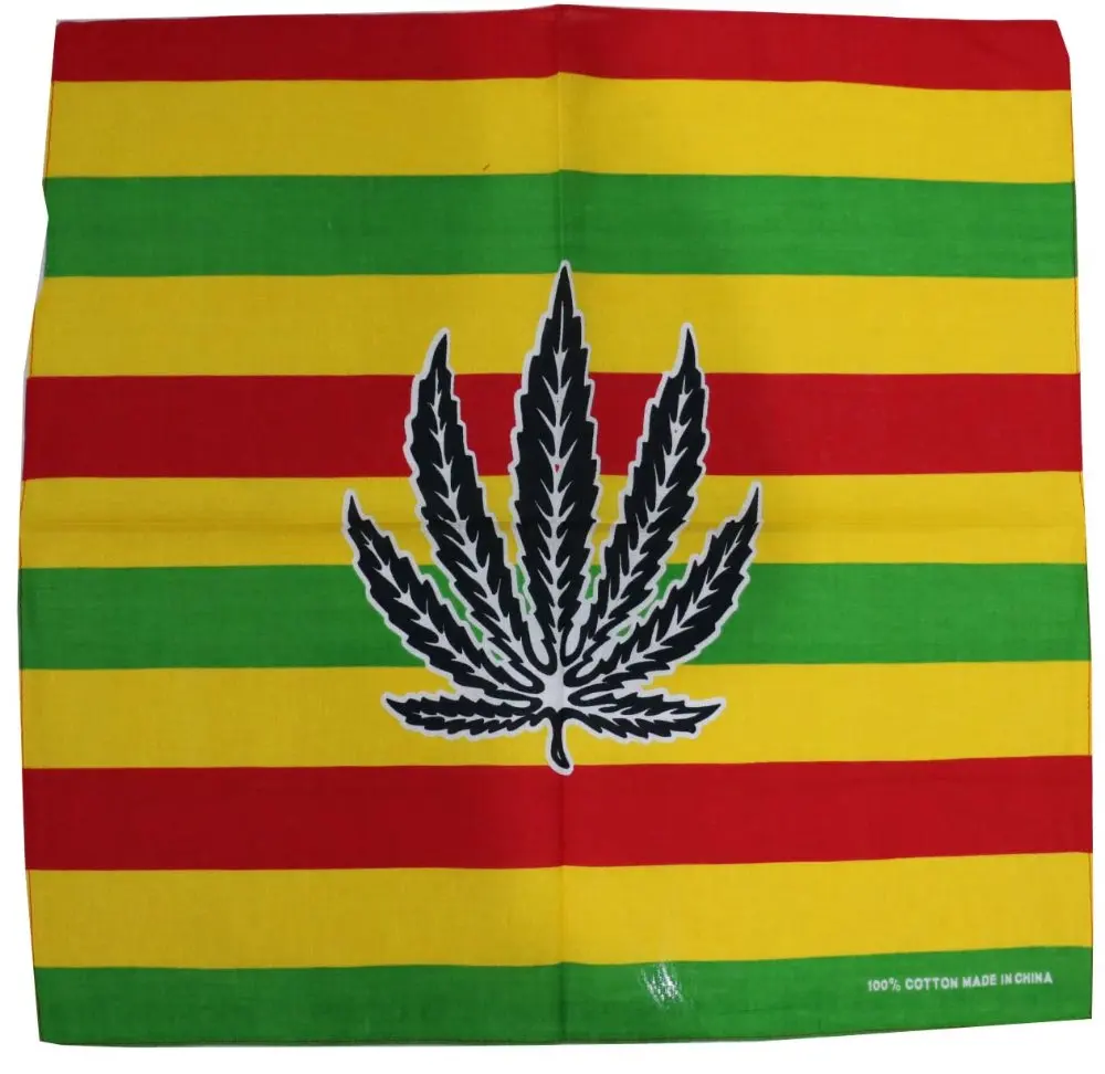 FOXMOTHER Hip Hop Punk Cotton Reggae Jamaica Green Weed Leaf Bandana Headwear For Mens