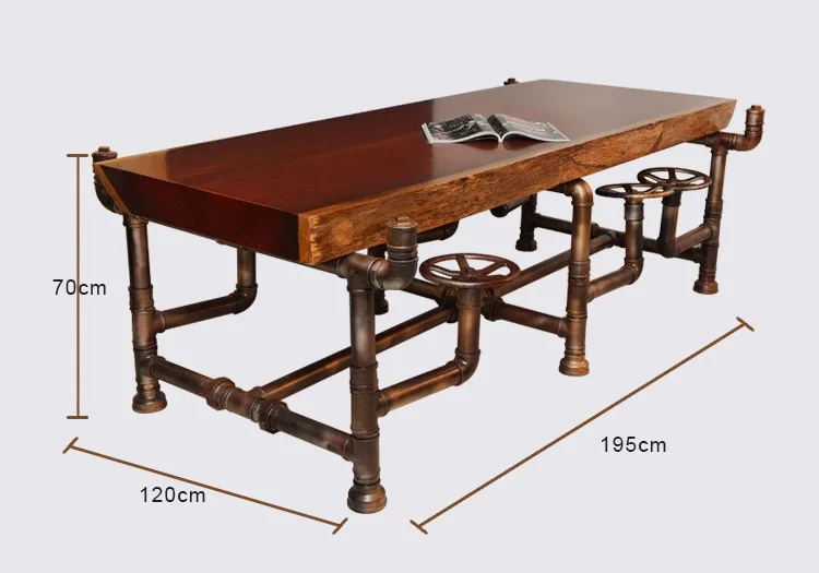 Американский промышленный трубы офисная мебель золотые годы серии Творческий трубопровода стол из цельного дерева Boss стол, офисный стол-J001