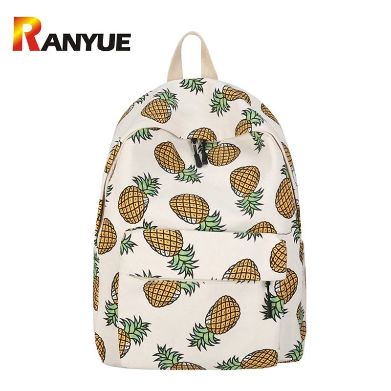 

Women Canvas Backpack For Teenagers Girls Boys School Bag Student Cute Pineapple Printing Backpack Book Bags Travel Big Mochila