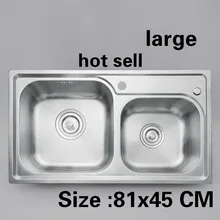 Кухонная раковина с двойным желобом, посуда, 304 нержавеющая сталь, большой стандарт, горячая Распродажа 81x45 см