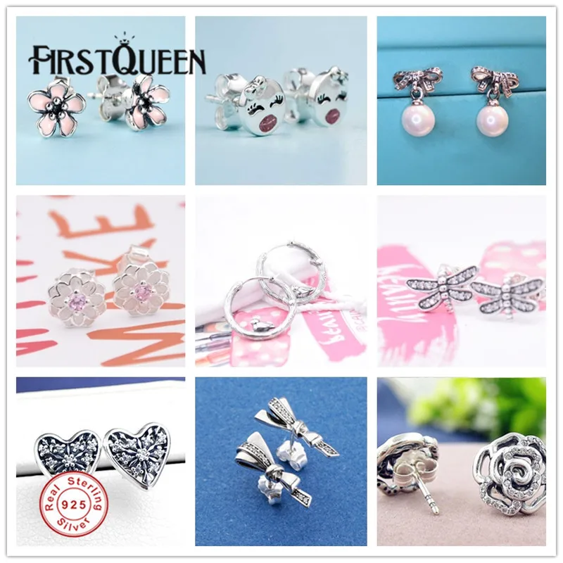 

FirstQueen Joyas De Plata 925 Stud Earings Earings Fashion Jewelry 925 sterling silver earrings bijoux femme