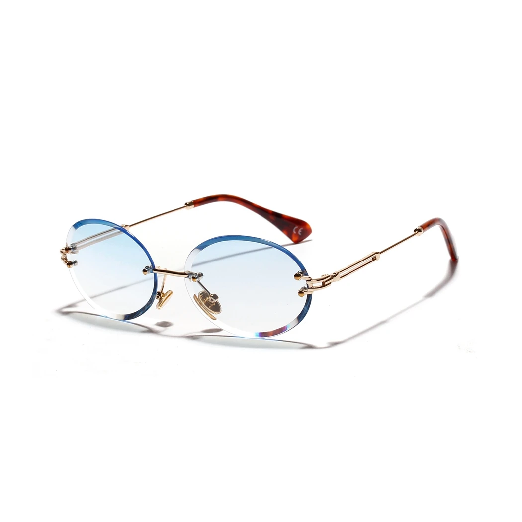 

Women Retro Rimless Oval Sunglasses 2019 Brand Designer Clear Lens Sun Glasses Ladies Fashion UV400 Round Sunglass Shade Eyewear
