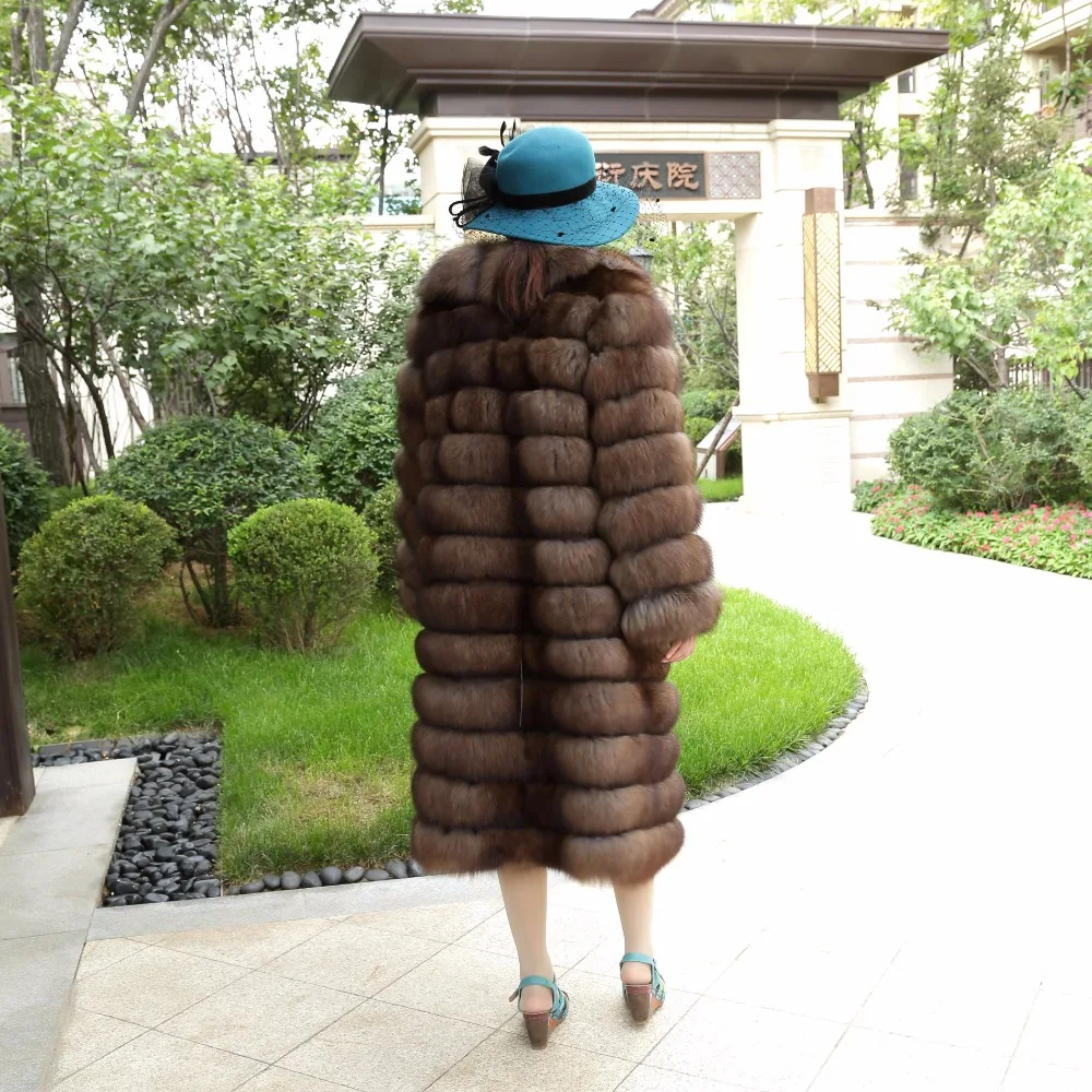 Европейская мода знаменитая звезда Соболь цвет натуральный Лисий мех пальто Верхняя одежда для женщин теплый утолщение натуральный Лисий мех пальто