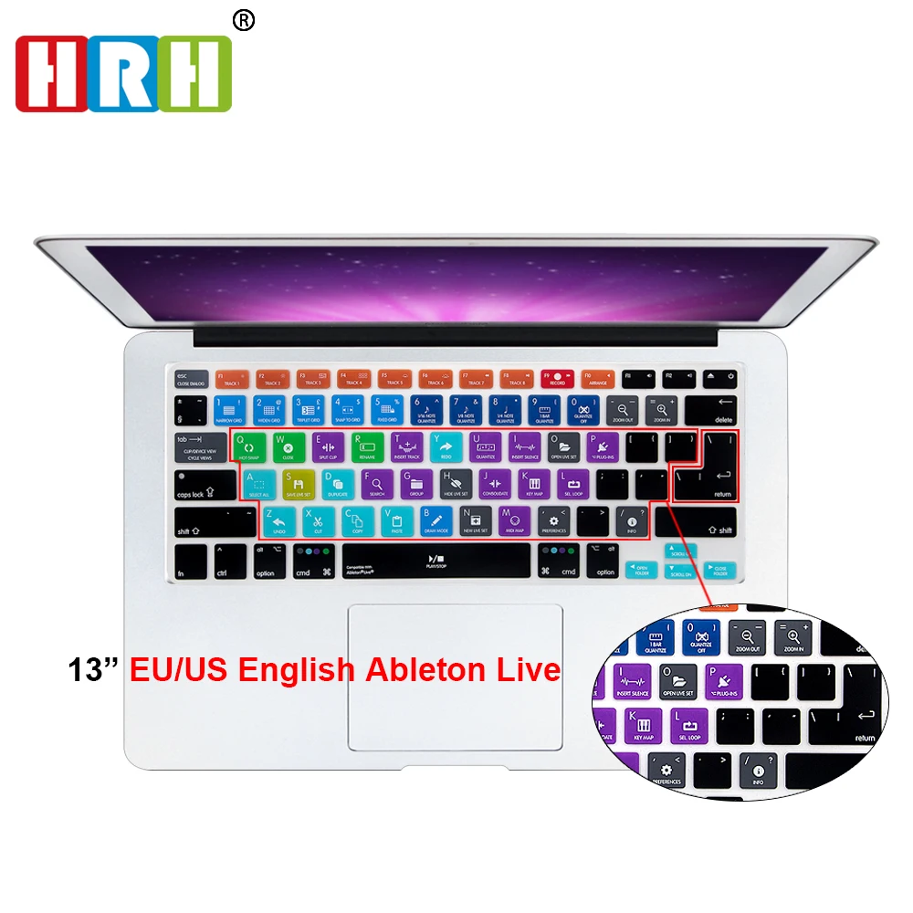

HRH Ableton Live Functional Shortcut Hotkey Silicone Keyboard Cover Skin for Old Macbook Air 13 Pro Retina 13 15 17 Both EU/US