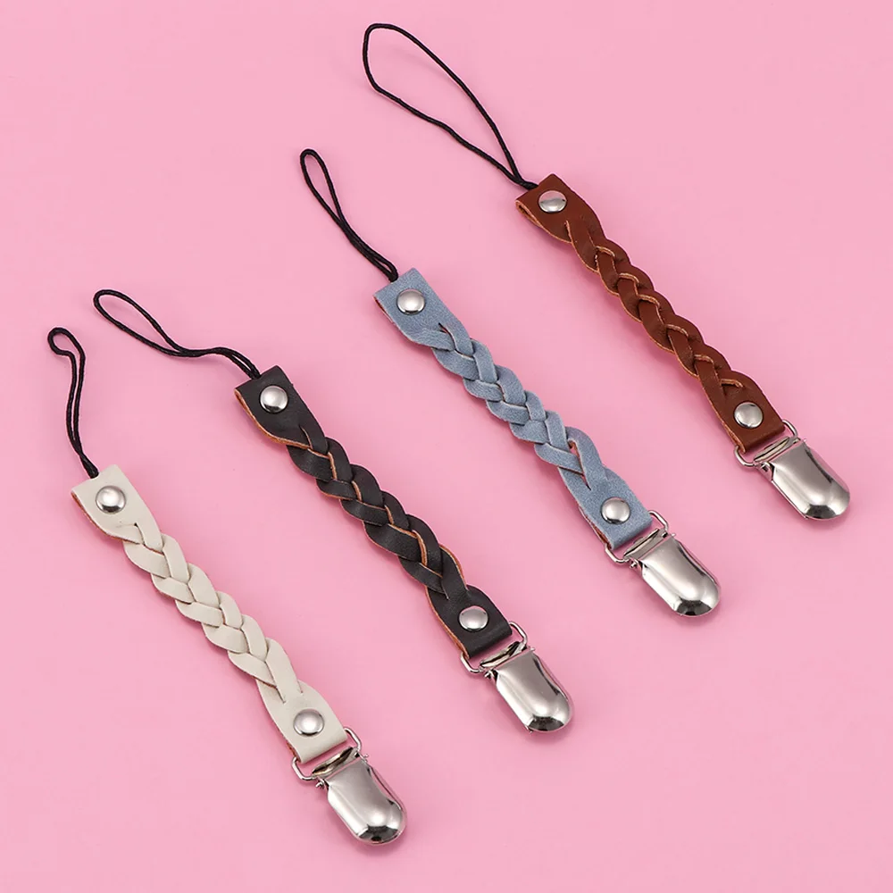 

Baby Pacifier Clip Pacifier Chain Leather With Metal Material Soother Clip Nipples for Children Baby Kids Pacifier Clips