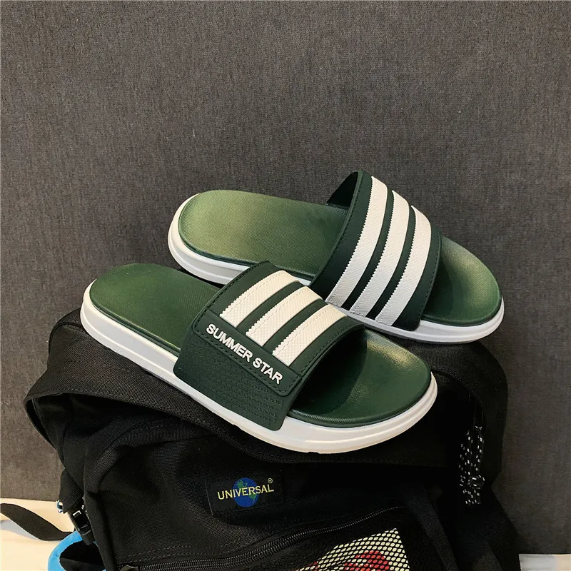 

WAWEN Men Slippers Summer Beach Male Slides Women Non-slip Flip Flops Striped Style Outdoor Indoor Sandals for Couple Soft