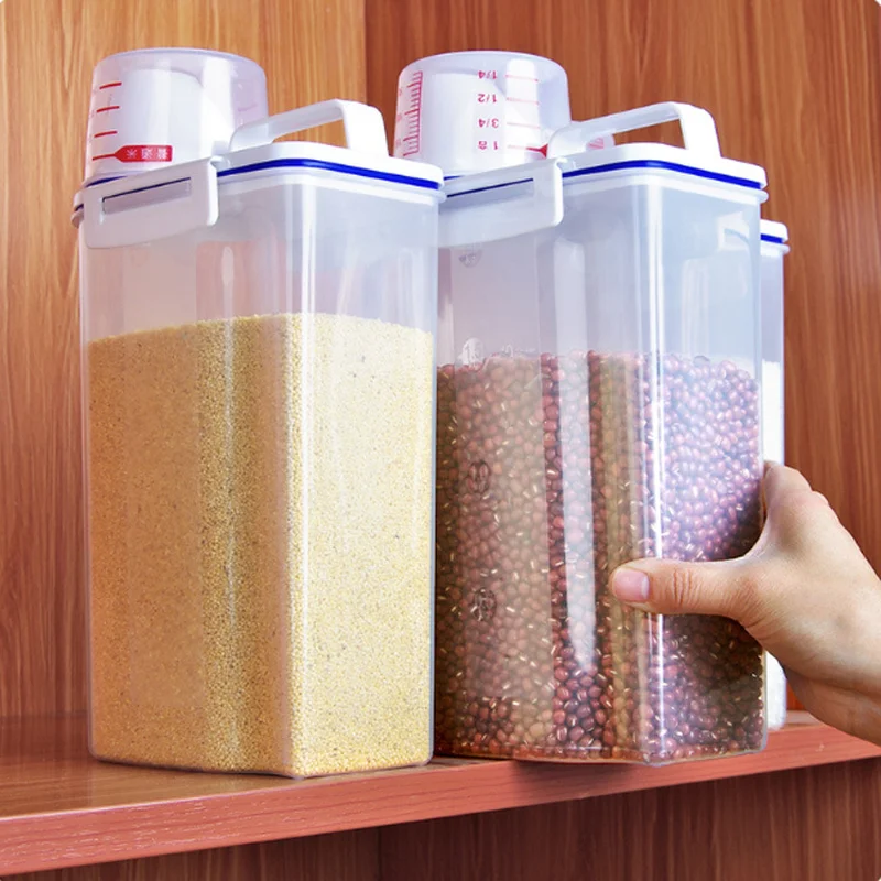 

New Kitchen Seal Thickened Plastic Covered Insect Proof Moisture Proof Rice Bowl Flour Bucket Storage Bottles & Jars