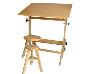 

Drawing Table, Beech wood, Base size: 76cmW x 70cmD; Height: 96(116)cm Drawing board size: 60x90cm