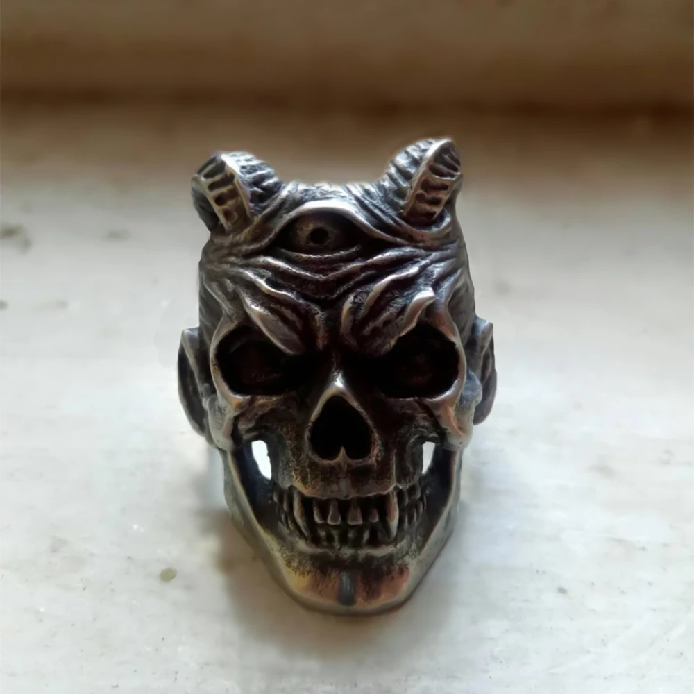 

Horned Vampire Devil Skull Rings Mens Punk Rock Stainless Steel Ring Biker Jewelry