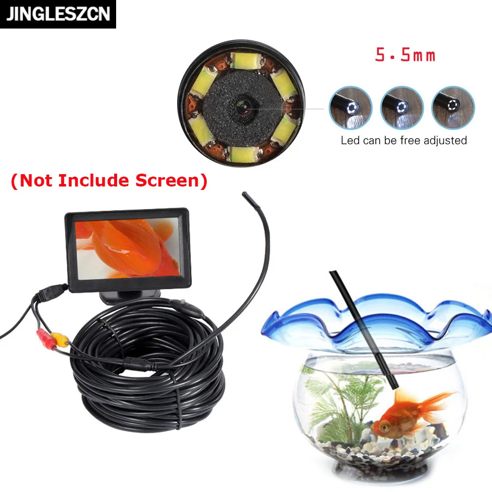 

JINGLESZCN AV Endoscope Cam 5V 5.5mm Dia 1m/5m/10m/15m/20m Cable NTSC Waterproof Inspection Borescope Mini Camera Snake Video