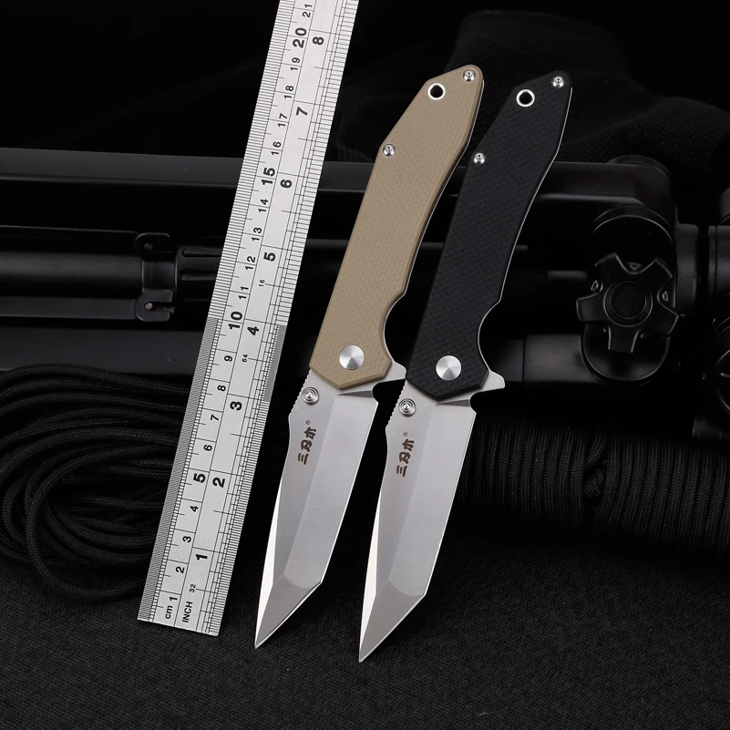 

Sanrenmu 9002 pocket folding knife 12C27 stainless steel blade flipper ball bearing EDC knife camping outdoor survival tool edc
