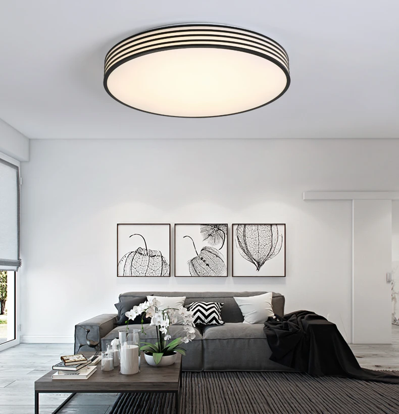 

Modern LED Ceiling Lights Round Indoor Lamp for Living Room Bedroom Stripe Simple Lighting Fixture Surface Mounted Dimmable Home