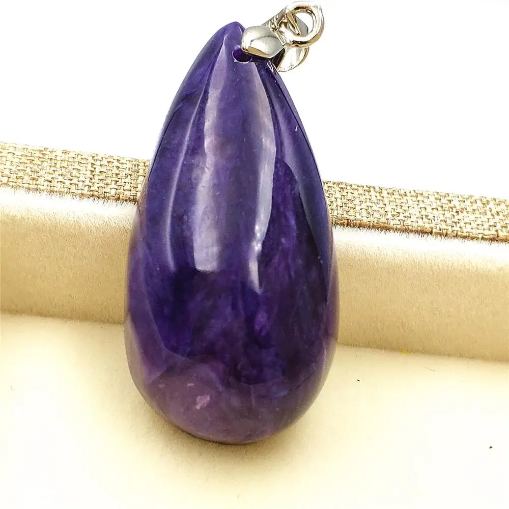 

Top Natural Charoite Deep Purple Gemstone Pendant 35x18x11mm Women Men Love Beads Fashion Necklace Jewelry AAAA