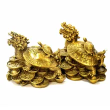 Cina Fengshui ottone drago tartaruga Tartaruga ricchezza fortunato statua di Metallo artigianato Feng Shui decorazioni Per La Casa regalo in metallo artigianato