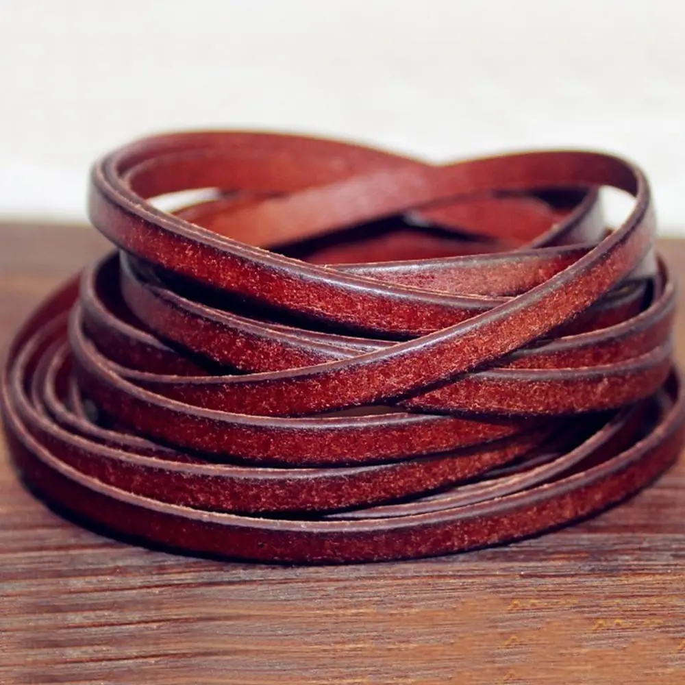 

Junetree vintage Genuine Cowhide Leather cord strip Flat rope DIY leather craft Jewelry bag 5 meters leathercraft