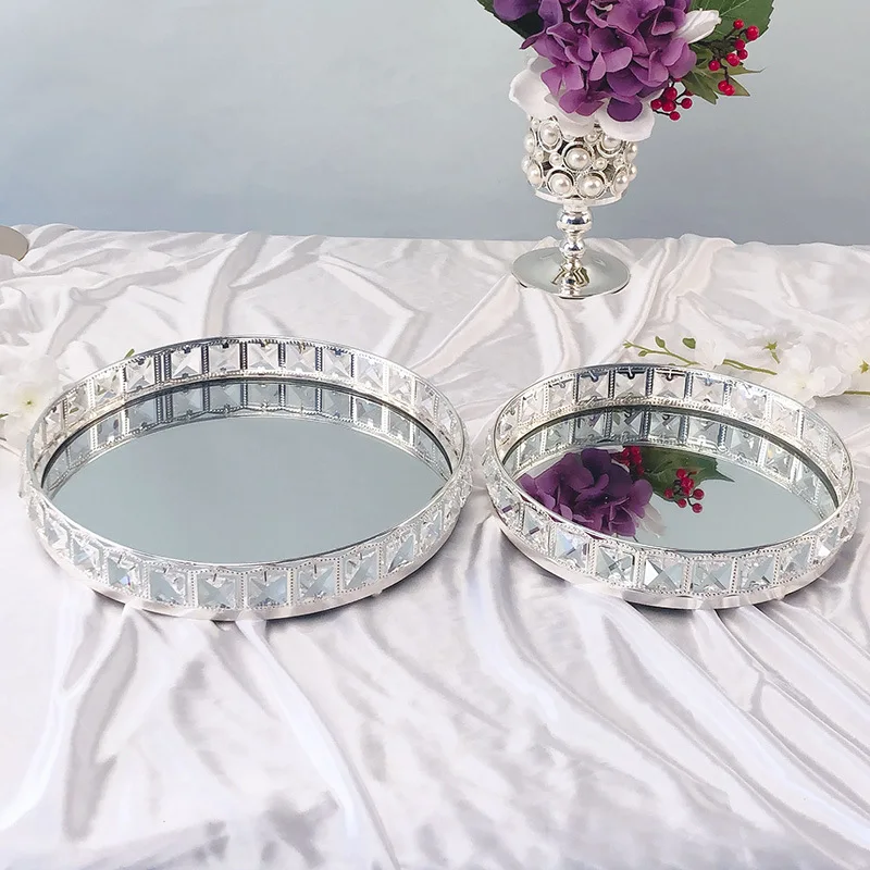 Свадебный поднос Фруктовая тарелка десертный стол приспособление для выпечки круглый поднос для торта серебро и золото